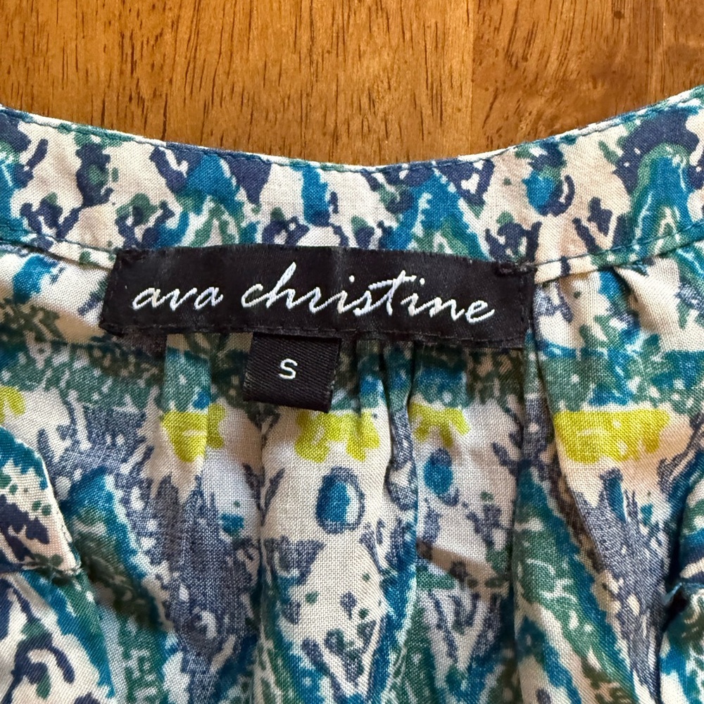 Ava Christine tank top blouse | size small | color blue and green - Picture 3 of 5